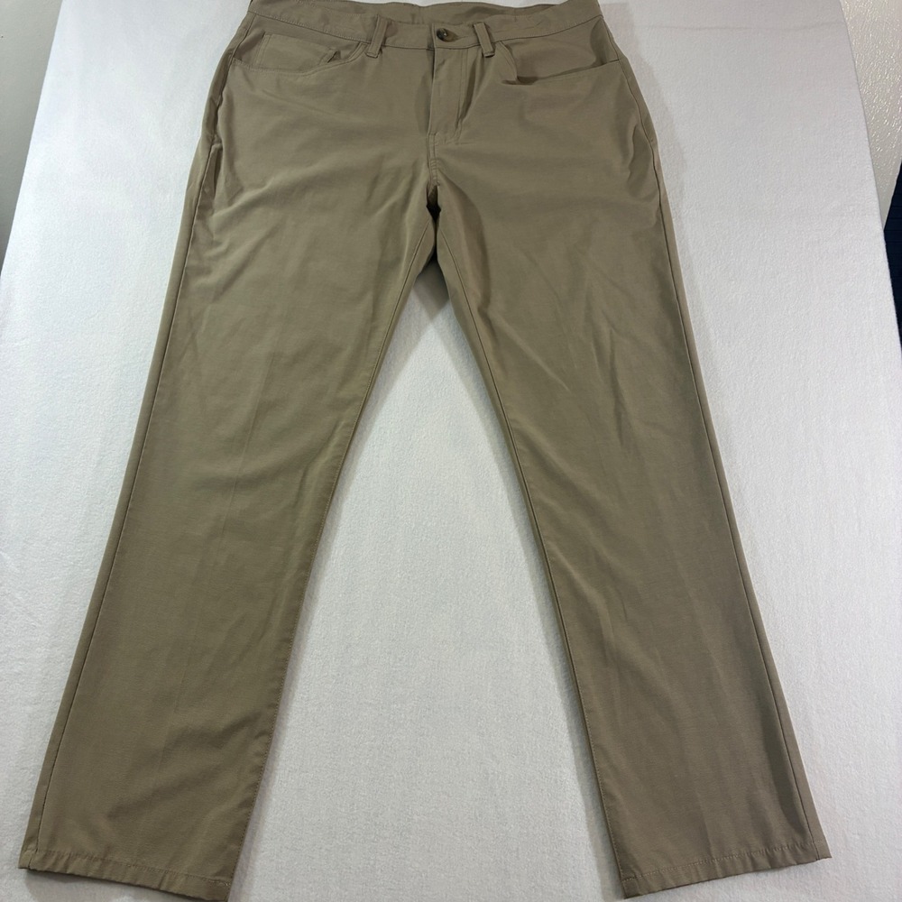 Pro Tour Golf Pants Mens 34x30 Tan Performance Poly Cotton Stretch Straight Fit